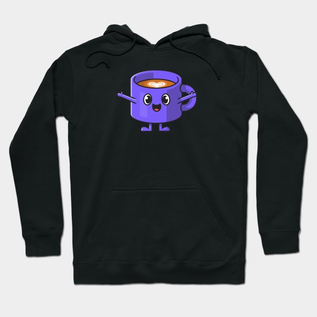 Cute Happy Coffee Cup Cartoon Hoodie by Catalyst Labs